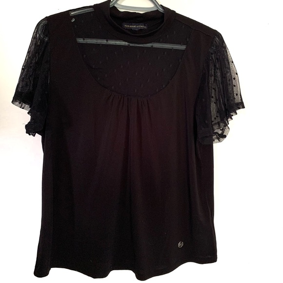 Adrienne Vittadini Black Short Sleeve Shirt Size Large - Picture 2 of 7